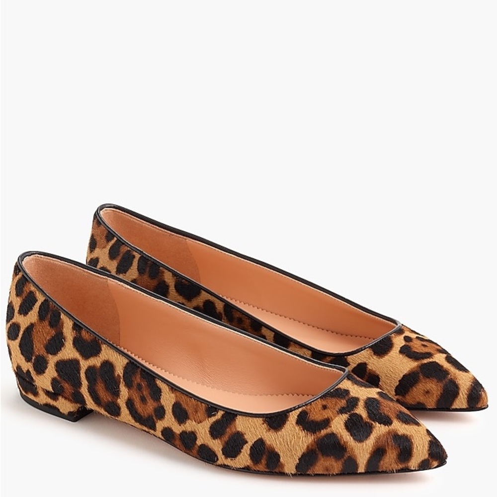 J.Crew Pointed-toe flats in leopard calf hair